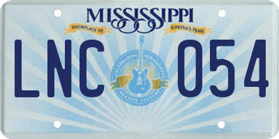 MS license plate LNC054