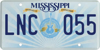 MS license plate LNC055