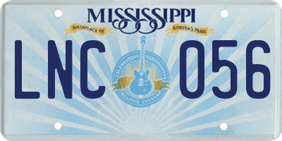 MS license plate LNC056