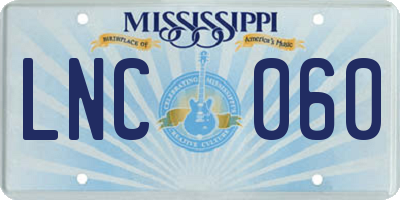 MS license plate LNC060