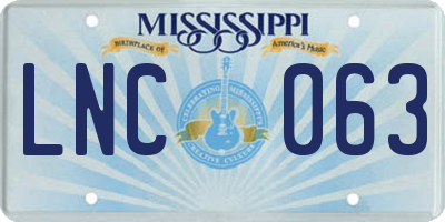 MS license plate LNC063