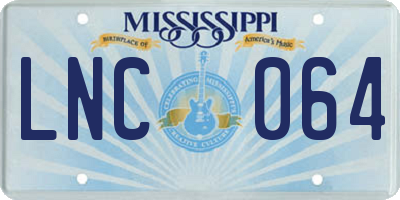 MS license plate LNC064