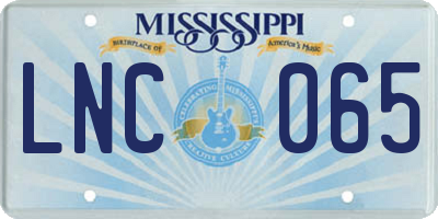 MS license plate LNC065