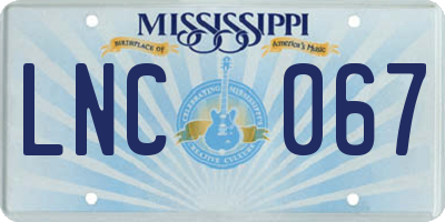 MS license plate LNC067