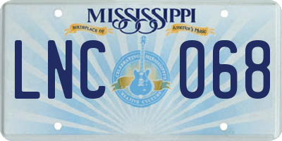 MS license plate LNC068