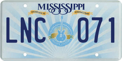 MS license plate LNC071