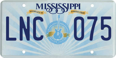 MS license plate LNC075