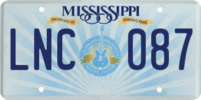 MS license plate LNC087