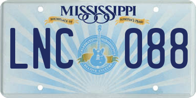 MS license plate LNC088