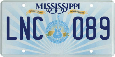 MS license plate LNC089