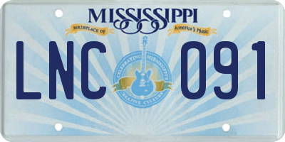 MS license plate LNC091