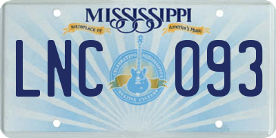 MS license plate LNC093