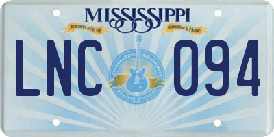 MS license plate LNC094