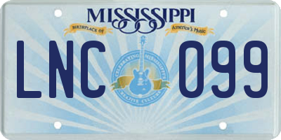 MS license plate LNC099