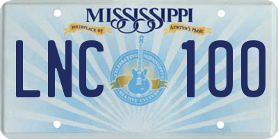 MS license plate LNC100