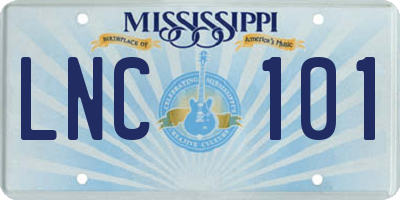MS license plate LNC101