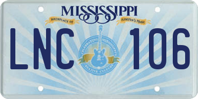 MS license plate LNC106