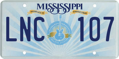 MS license plate LNC107