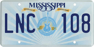 MS license plate LNC108
