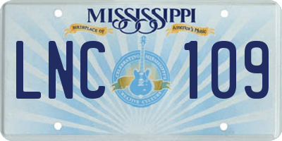 MS license plate LNC109