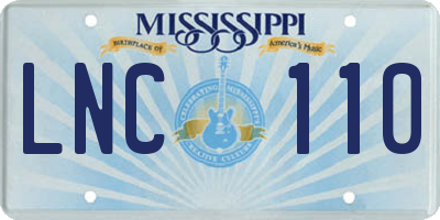 MS license plate LNC110
