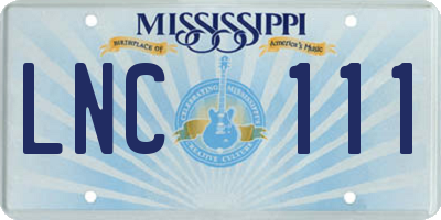 MS license plate LNC111