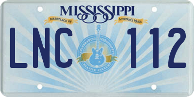MS license plate LNC112