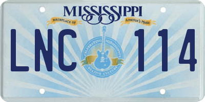 MS license plate LNC114