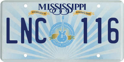 MS license plate LNC116