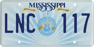 MS license plate LNC117