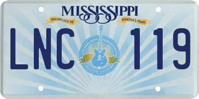 MS license plate LNC119