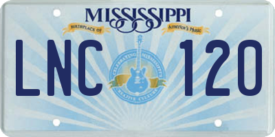 MS license plate LNC120