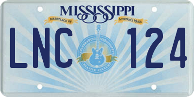 MS license plate LNC124