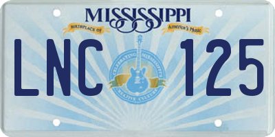 MS license plate LNC125