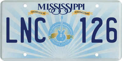 MS license plate LNC126