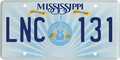 MS license plate LNC131