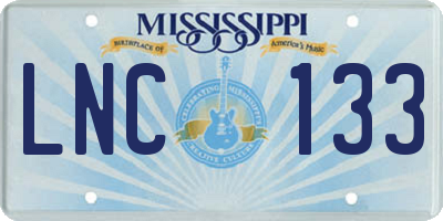 MS license plate LNC133