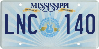 MS license plate LNC140