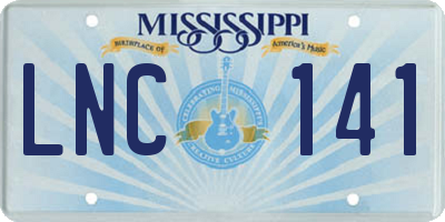 MS license plate LNC141