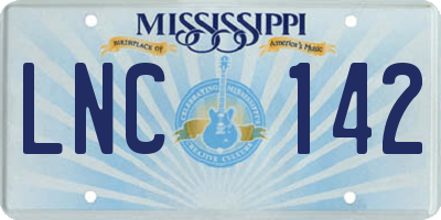 MS license plate LNC142