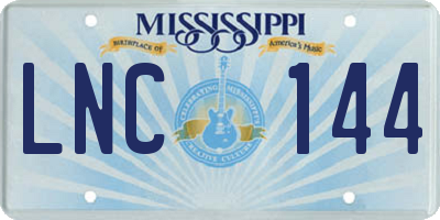 MS license plate LNC144