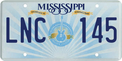 MS license plate LNC145