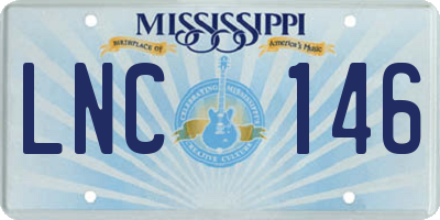 MS license plate LNC146