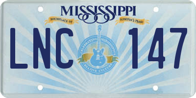 MS license plate LNC147