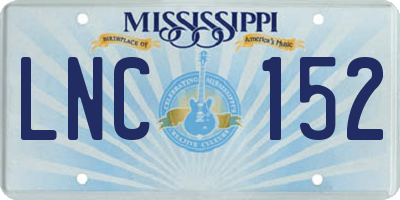 MS license plate LNC152