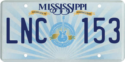 MS license plate LNC153