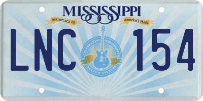 MS license plate LNC154