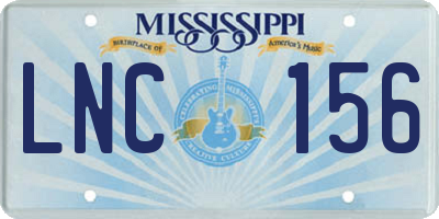 MS license plate LNC156