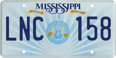 MS license plate LNC158