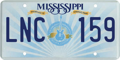 MS license plate LNC159
